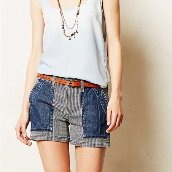 Anthropologie Pants - Pilcro Anthro Railroad Stripe Denim Shorts 31 Stet